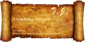 Tormássy József névjegykártya